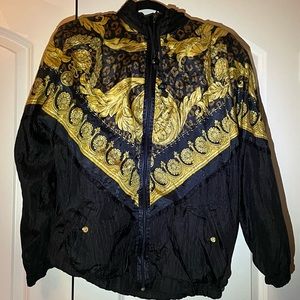 90s Vintage Black & Gold Windbreaker